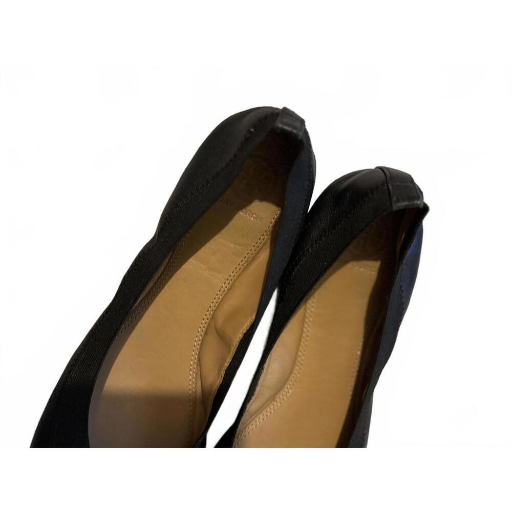 Tory Burch Black Leather Ballet Flats with Logo Accent sz 7 - Picture 4 of 8